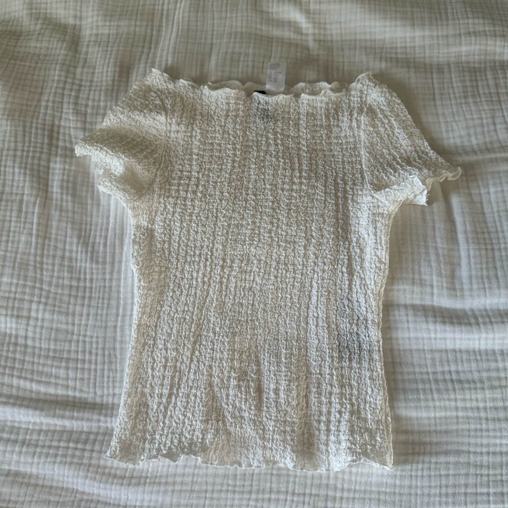 H&M White Short Sleeve Top